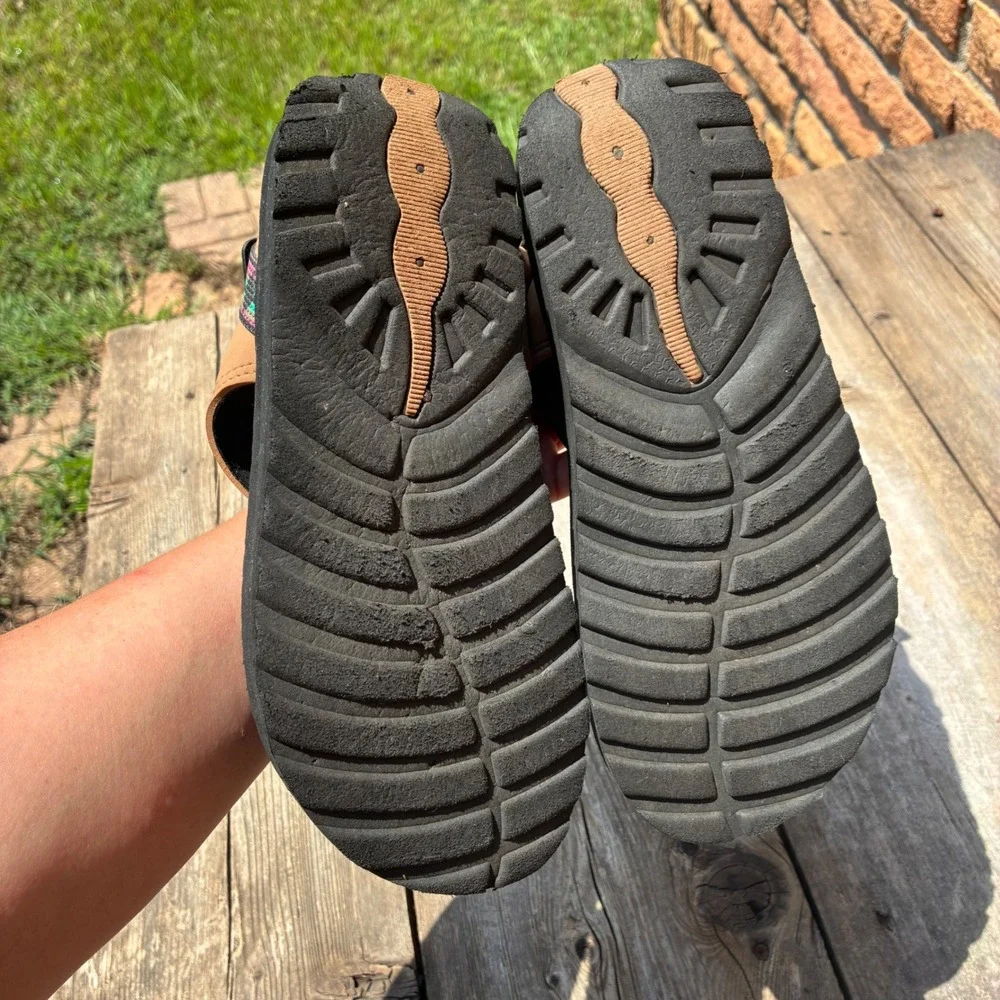 Vintage EXPLORERS Outdoors Hiking Sandals 9 Aztec Geometric Straps Gorpcore